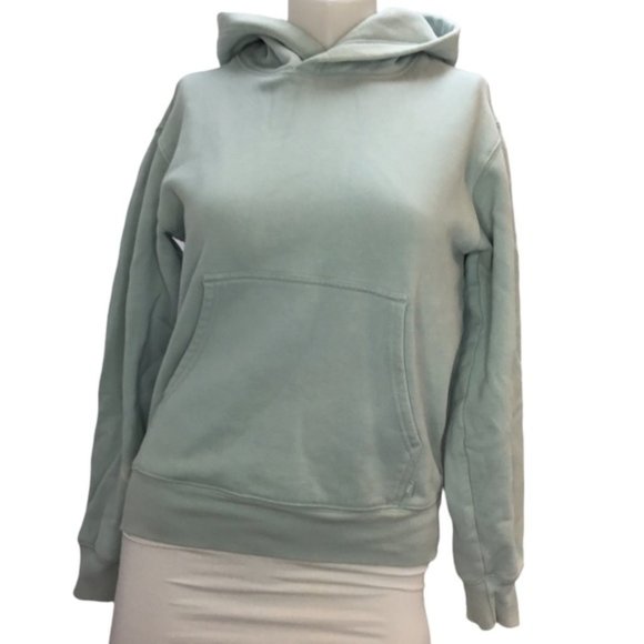 TNA Aritzia Cozy Fleece Perfect Hoodie Light Blue-Green Size XXS *Stained* - Picture 2 of 9